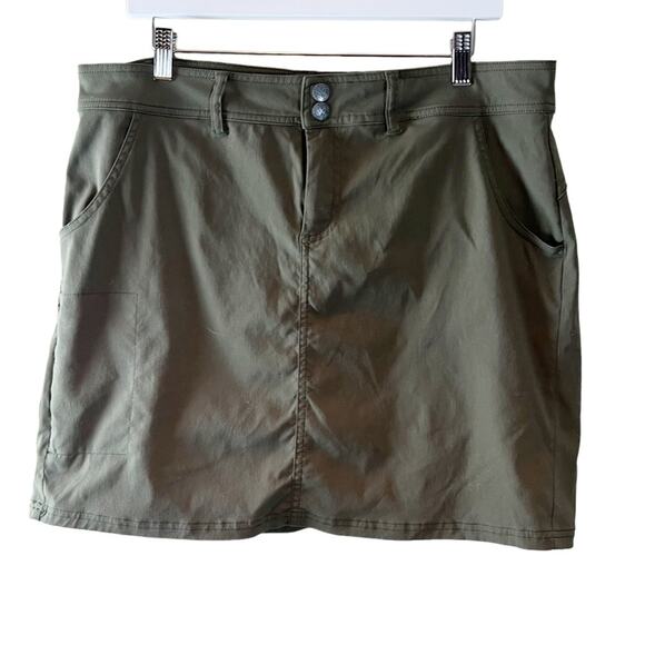 prAna Celesta‎ Skort Womens Stretch Slate Green Hybrid In Out of Water Sz 14 - Picture 1 of 6
